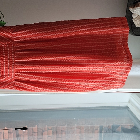 Anthropologie Sleeveless Seersucker Coral Dress with pockets - Size XS - Picture 5 of 7